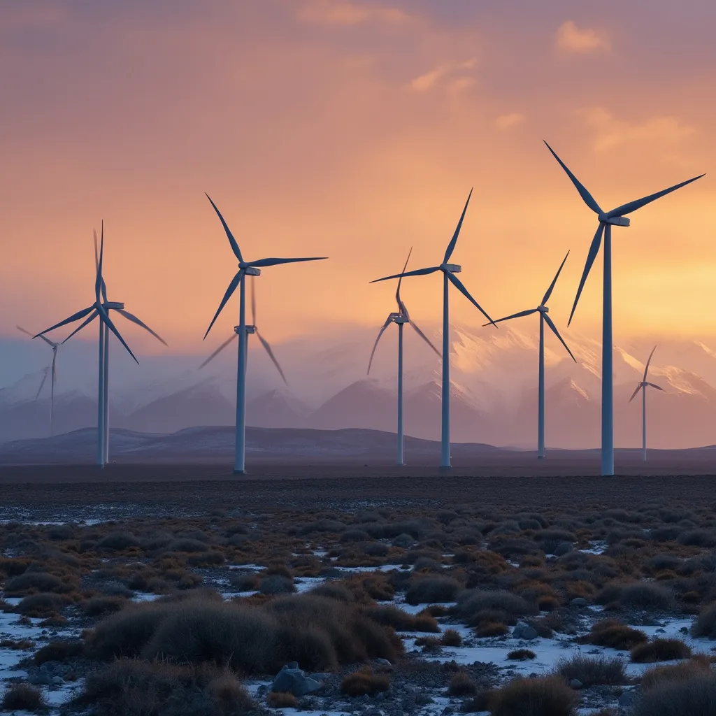 Parque eólico en la Patagonia argentina